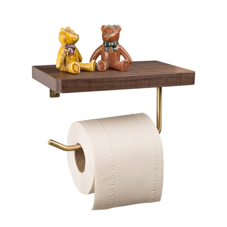 Creative Solid Wooden Mobile Phone Shelf Toilet Paper Roll Shelf with Punching, Black walnut