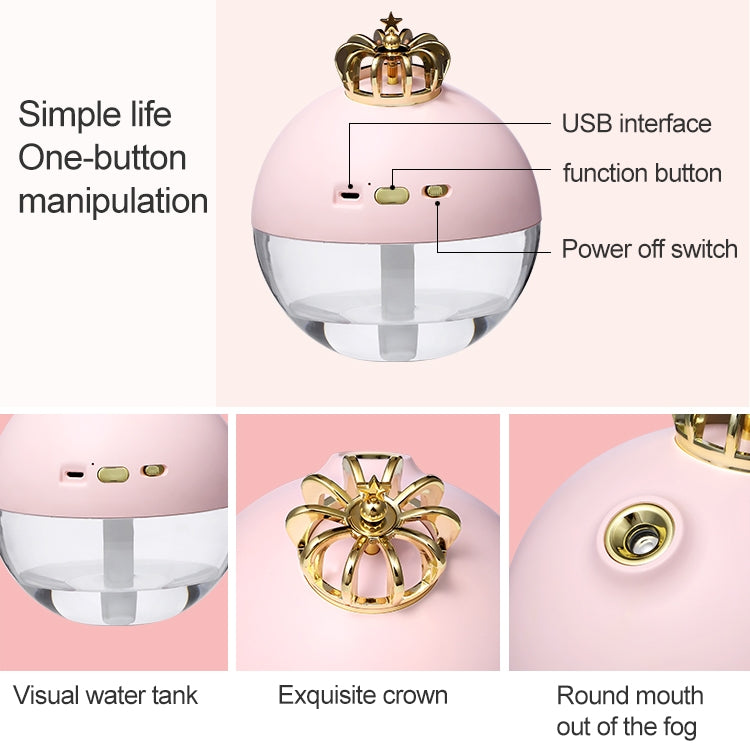 Large Capacity 320ml Crown LED Humidifier Automatic Alcohol Sprayer, Battery Version