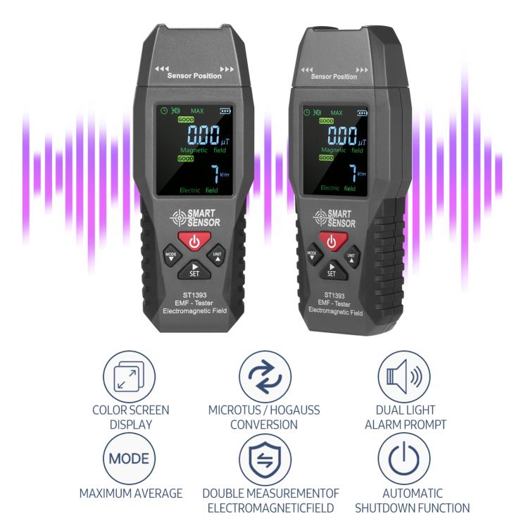 SmartSensor ST1393 Handheld Electromagnetic Radiation Detector  - Black
