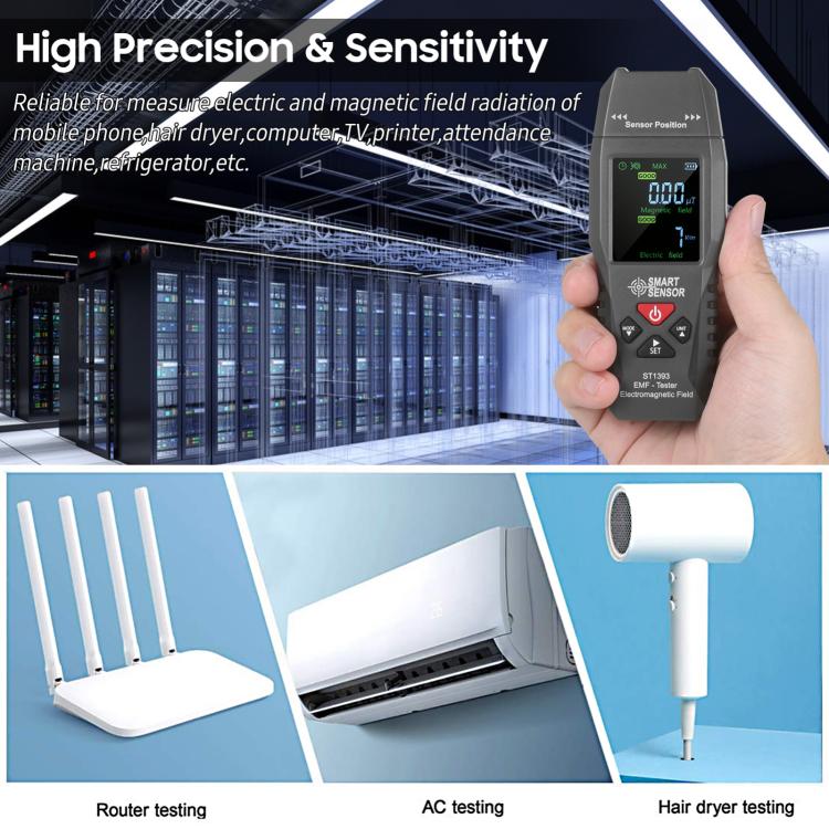 SmartSensor ST1393 Handheld Electromagnetic Radiation Detector  - Black