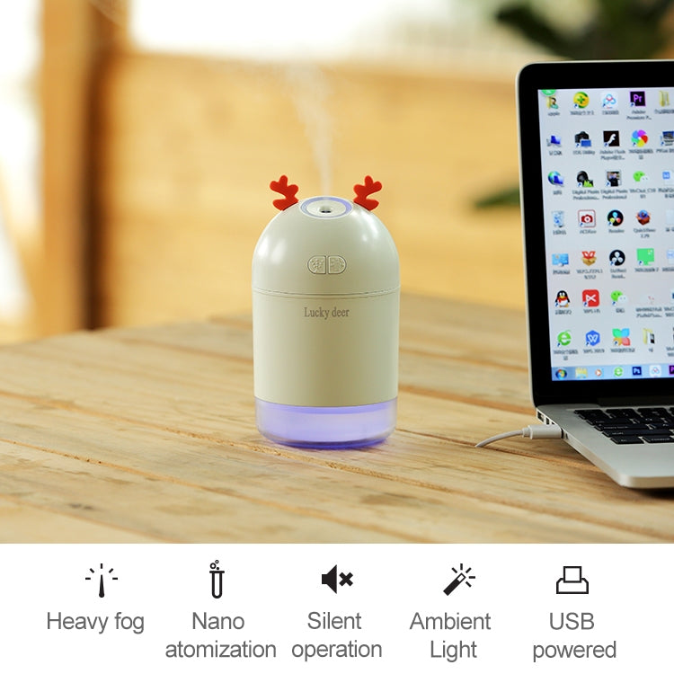 Lucky Deer Shape Large Capacity 400ml LED Humidifier Automatic Alcohol Sprayer