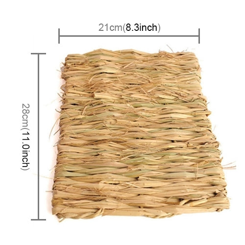 Pet Natural Hand Made Woven Straw Mat Rabbit Guinea Pig Grass Mat, Small, Size:28*21cm