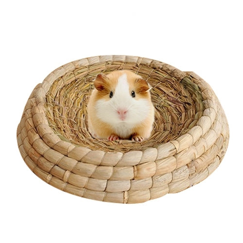 Pet Natural Hand Made Corn Husk Hat Type Rabbit Nest Straw Little Bird Nest