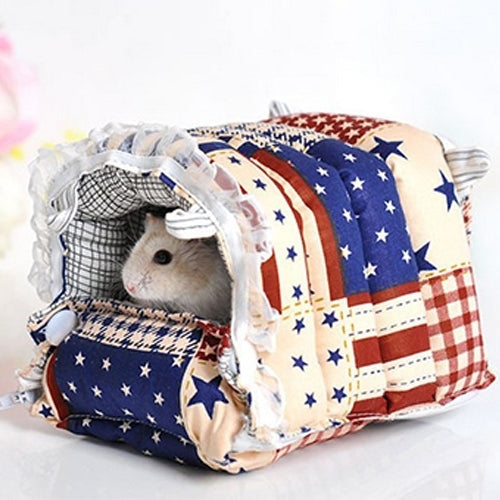 Pet Zipper Washable Pet Small Pets House Warm Nest Printed Soft Bed Foldable Sponge Nest, S, Size:14*13*10cm
