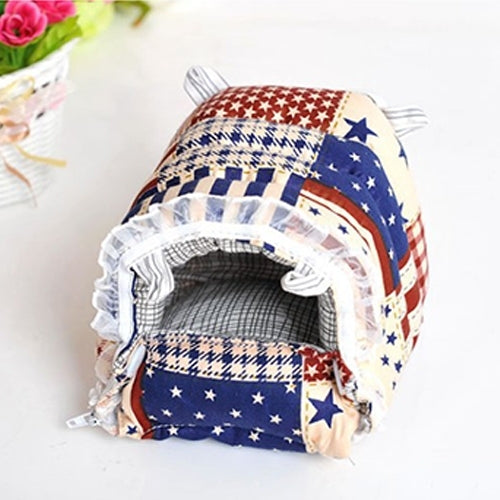 Pet Zipper Washable Pet Small Pets House Warm Nest Printed Soft Bed Foldable Sponge Nest, S, Size:14*13*10cm