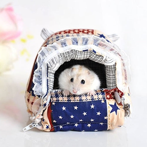 Pet Zipper Washable Pet Small Pets House Warm Nest Printed Soft Bed Foldable Sponge Nest, M, Size:20*18*14cm