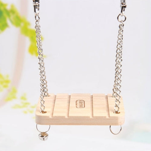 Pet Wooden Hamster Bell Swing with Chain Small Bell Suspension Poppled Hanging Ladder Pet Toys
