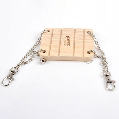 Pet Wooden Hamster Bell Swing with Chain Small Bell Suspension Poppled Hanging Ladder Pet Toys