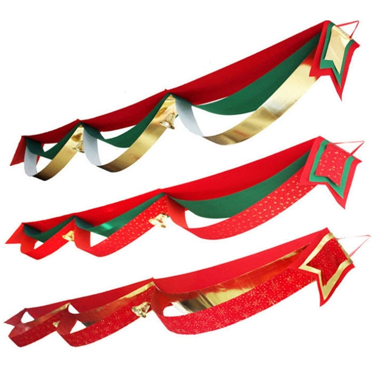 Christmas Wave Flag Tree Decoration Gift Pendant Ornament Supplies with Bell, Length: 4m, Width: 20cm, Random Color Delivery