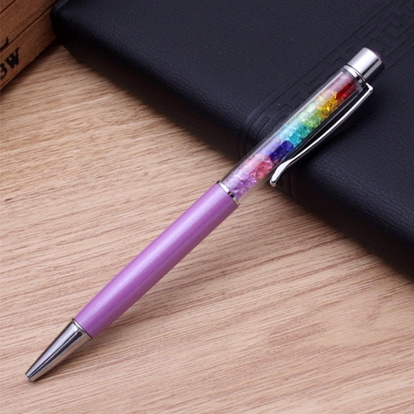 5 PCS Fashion Creative Stylus Colorful Crystal Ballpoint Pen Writing Stationery Office School Pen, Random Color Delivery