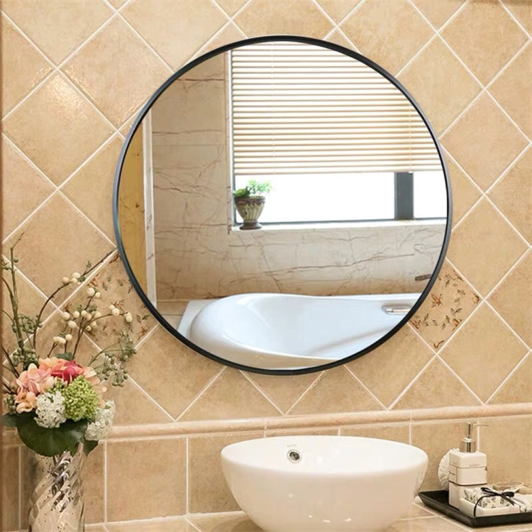 [US Warehouse] 24 inch Wall-mounted Round Metal Frame Plane Mirror Bathroom Vanity Mirror(Black)