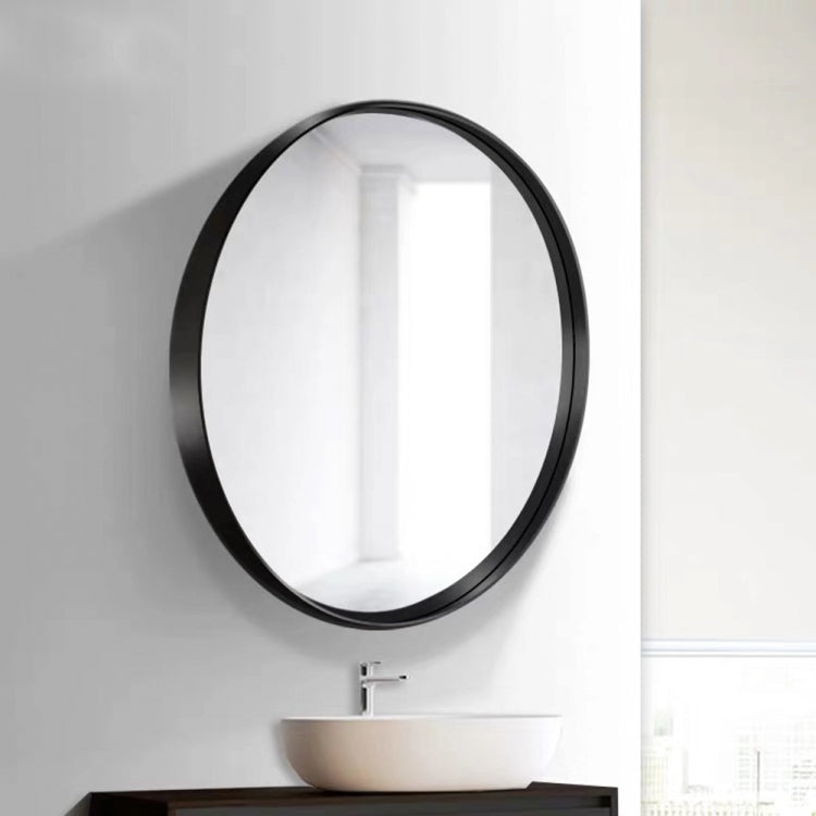 [US Warehouse] 24 inch Wall-mounted Round Metal Frame Plane Mirror Bathroom Vanity Mirror(Black)