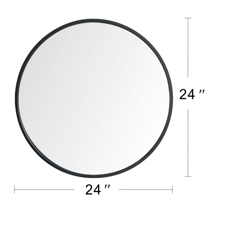 [US Warehouse] 24 inch Wall-mounted Round Metal Frame Plane Mirror Bathroom Vanity Mirror(Black)