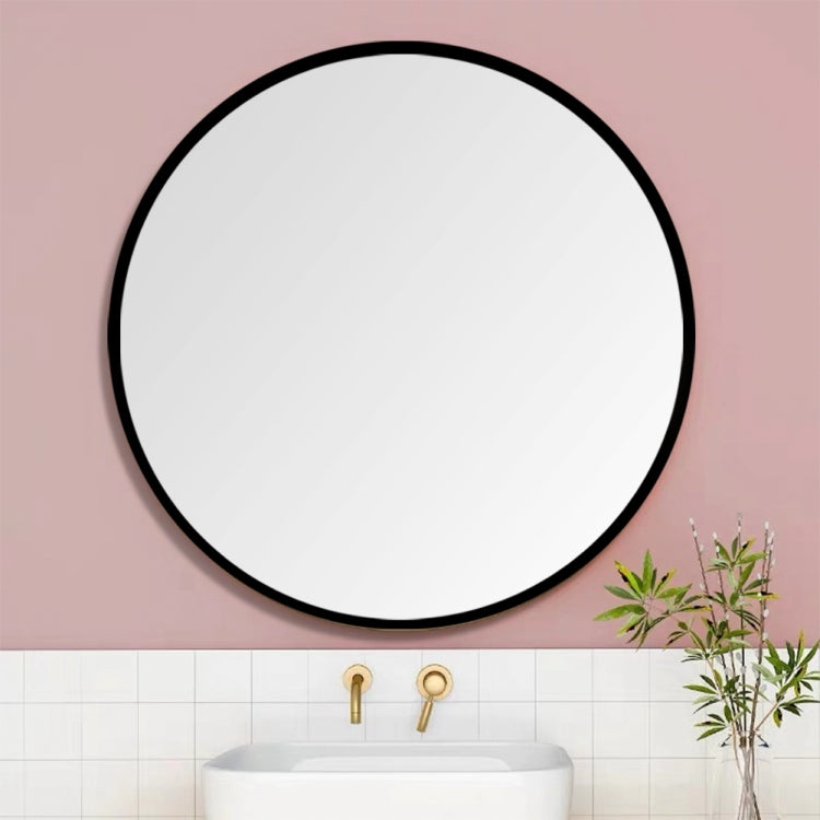 [US Warehouse] 24 inch Wall-mounted Round Metal Frame Plane Mirror Bathroom Vanity Mirror(Black)
