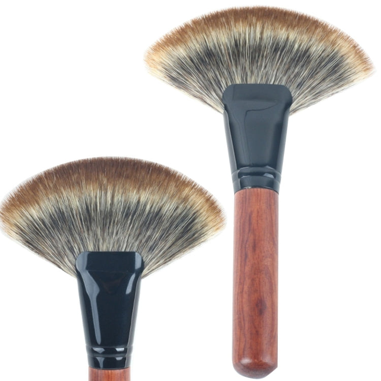 Peach Wood Handle Powder Foundation Cosmetic Makeup Fan-shaped Brush