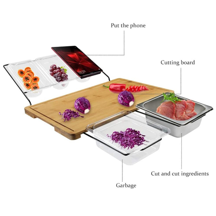 Multifunctional Cutting Board With Flat Bracket + Cutting Board + 2 Steel 2 Plastic Box
