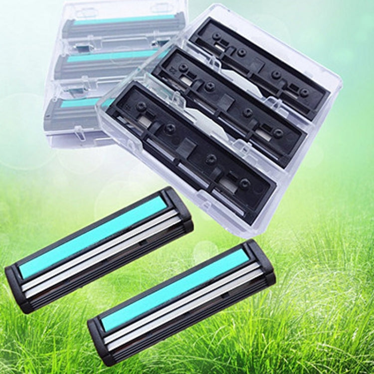 8pcs Washable Stainless Steel-Made Double Layer Classic Blade For Men Razor(black+blue)