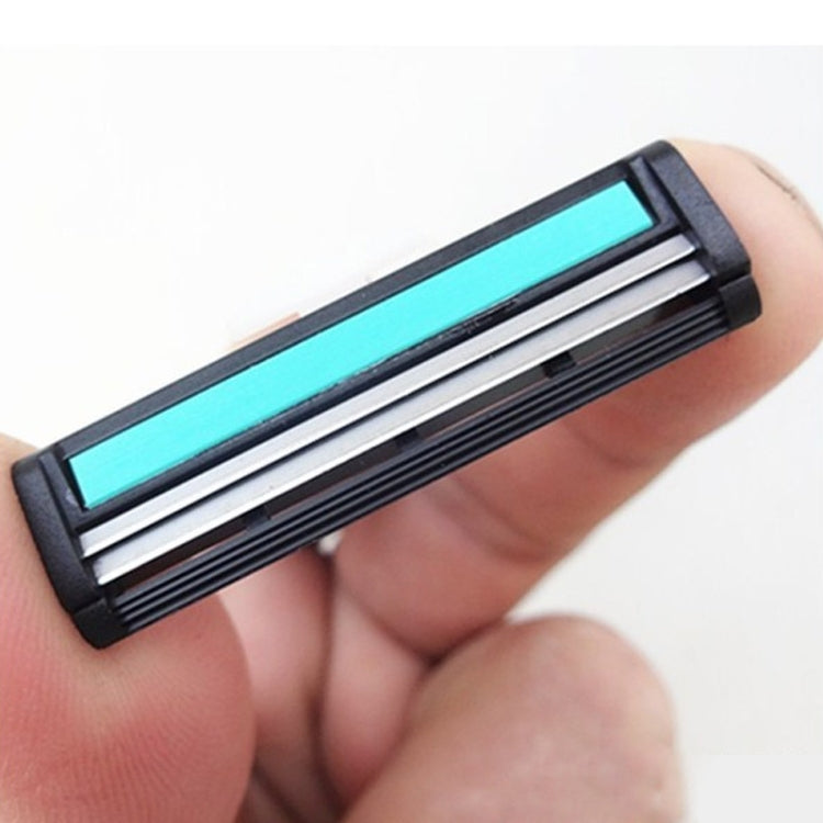 8pcs Washable Stainless Steel-Made Double Layer Classic Blade For Men Razor(black+blue)