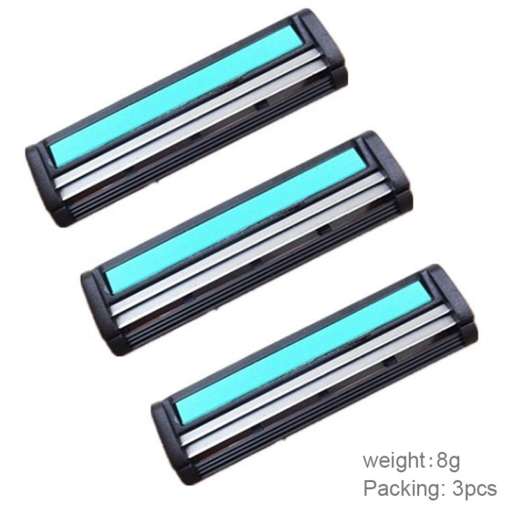 8pcs Washable Stainless Steel-Made Double Layer Classic Blade For Men Razor(black+blue)