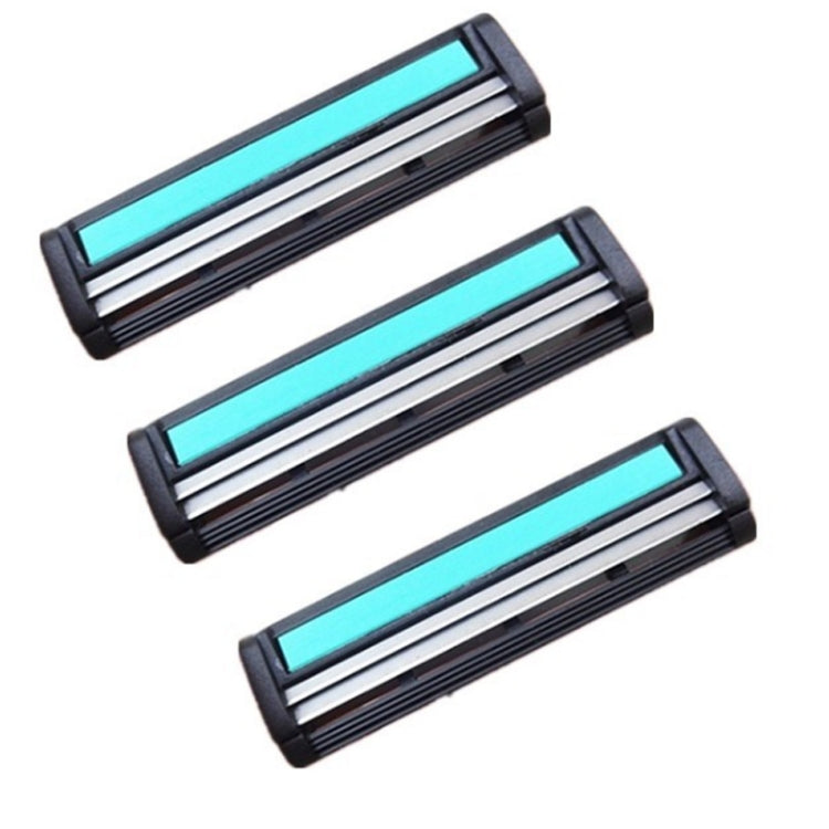 8pcs Washable Stainless Steel-Made Double Layer Classic Blade For Men Razor(black+blue)