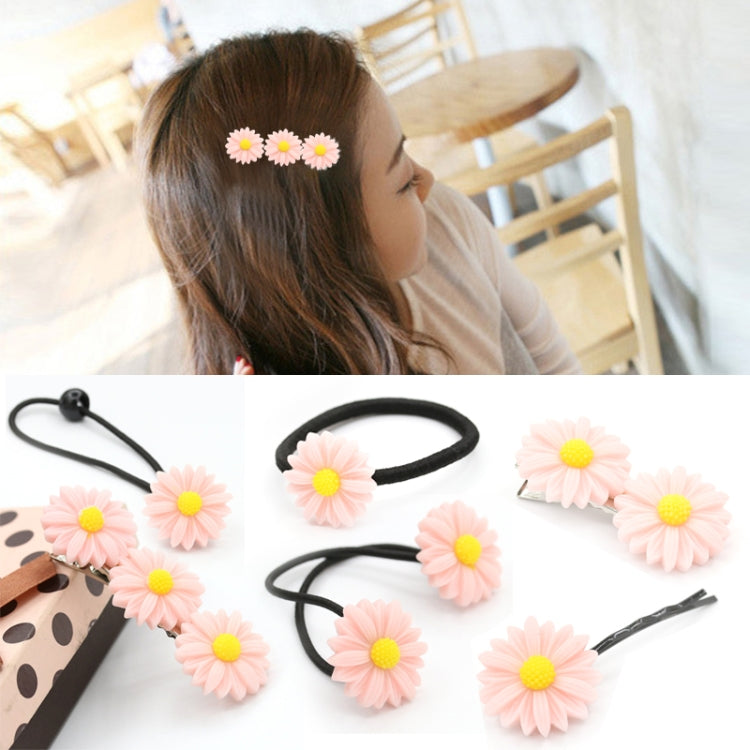 6 PCS New Summer Boutique Small Fresh Daisy Flower Cute Girl Durable Hairpin Hair Clips Hair Ring Elastic Hair Rope