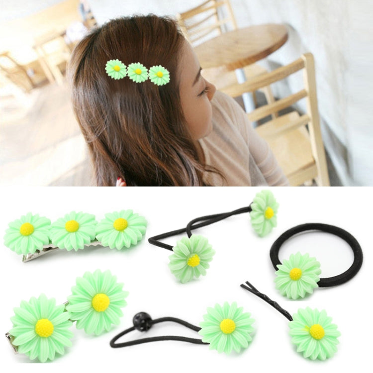 6 PCS New Summer Boutique Small Fresh Daisy Flower Cute Girl Durable Hairpin Hair Clips Hair Ring Elastic Hair Rope