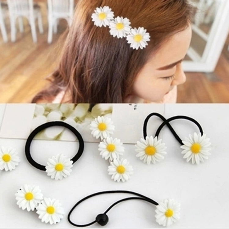 6 PCS New Summer Boutique Small Fresh Daisy Flower Cute Girl Durable Hairpin Hair Clips Hair Ring Elastic Hair Rope