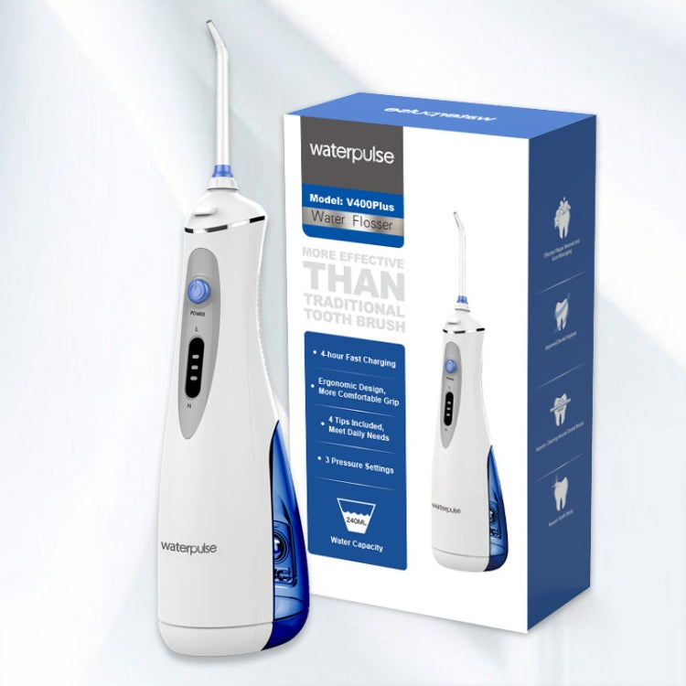Waterpulse V400Plus Rechargeable Dental Cordless Oral Irrigator with Travel Case, Plug: US