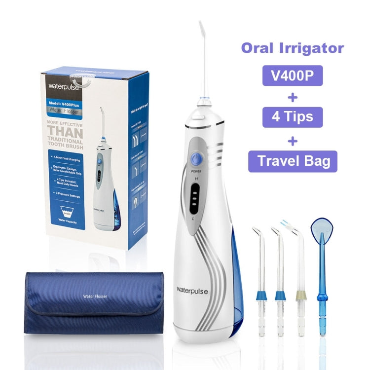 Waterpulse V400Plus Rechargeable Dental Cordless Oral Irrigator with Travel Case, Plug: US