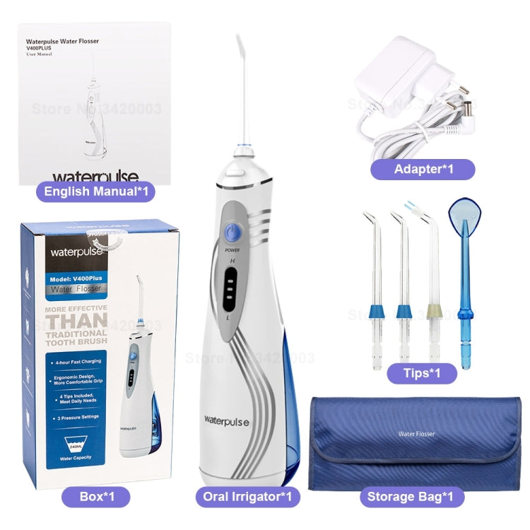 Waterpulse V400Plus Rechargeable Dental Cordless Oral Irrigator with Travel Case, Plug: US