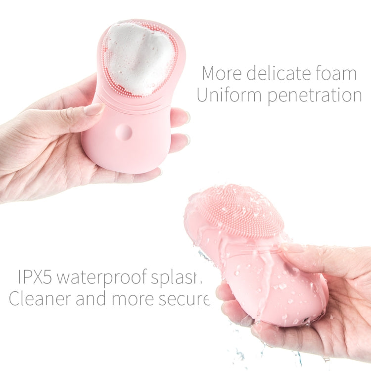 USB Charging IPX5 Waterproof Acoustic Wave Electric Facial Cleaner (Green)