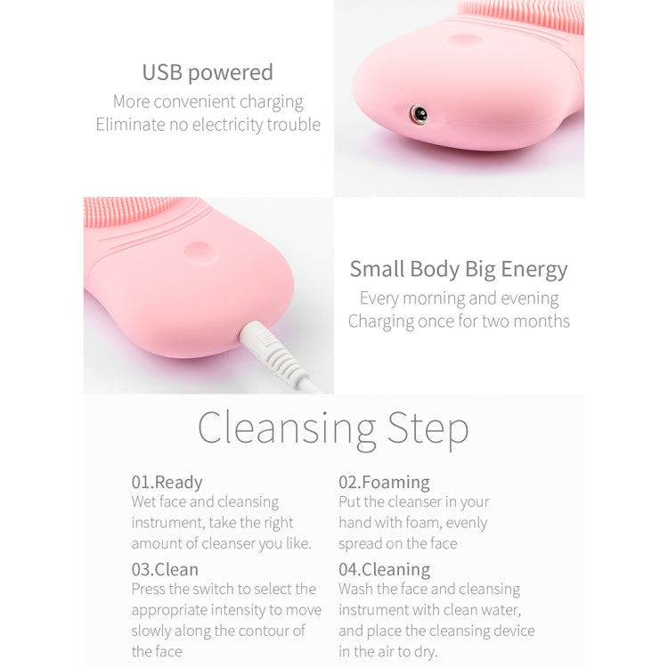 USB Charging IPX5 Waterproof Acoustic Wave Electric Facial Cleaner (Green)