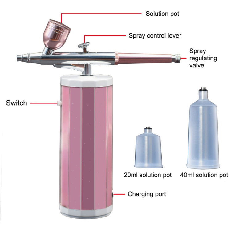 BS-1177 Needleless Water-light Guide High Pressure Oxygen Injection Apparatus Portable Hand-held Skin Care Water Atomizer Nano Sprayer Water Supplementary Instrument, Automatic Alcohol Aprayer, Water Tank Capacity: 40ml, EU Plug