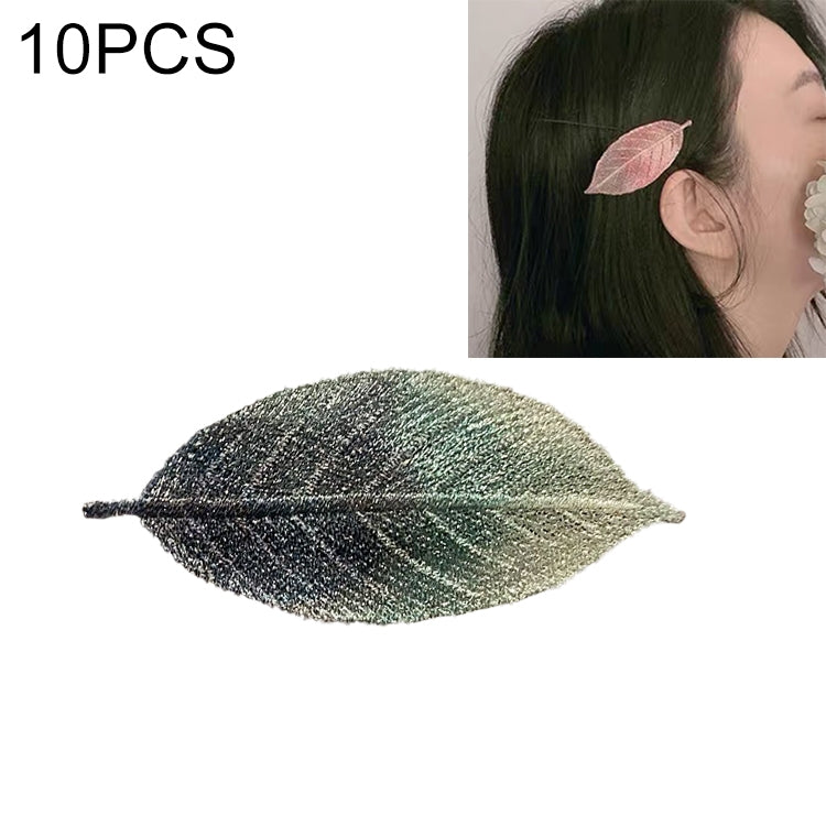 10 PCS Girls Fresh Gradient Leaf Hairpin BB Bangs Clips Hair Accessories