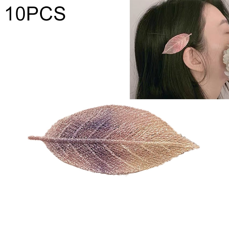 10 PCS Girls Fresh Gradient Leaf Hairpin BB Bangs Clips Hair Accessories