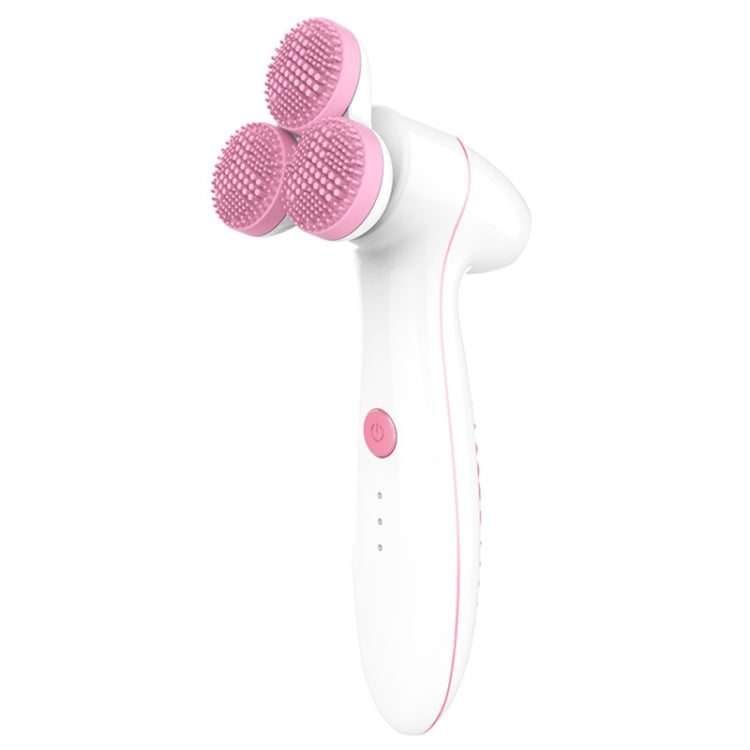 LSHOW YJK036 IPX6 Waterproof Three-wheel Electric Massage Detachable Silicone Cleansing Instrument with Vertical Storage Base