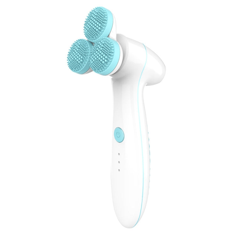 LSHOW YJK036 IPX6 Waterproof Three-wheel Electric Massage Detachable Silicone Cleansing Instrument with Vertical Storage Base