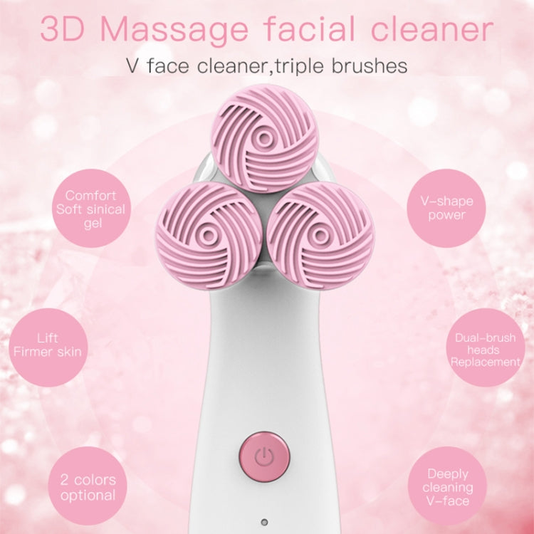 LSHOW YJK036 IPX6 Waterproof Three-wheel Electric Massage Detachable Silicone Cleansing Instrument with Vertical Storage Base