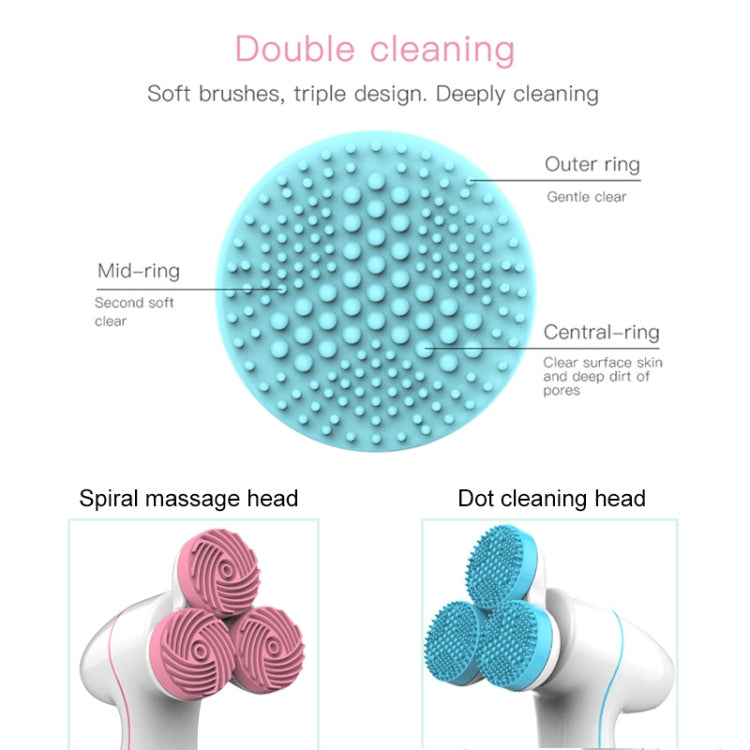 LSHOW YJK036 IPX6 Waterproof Three-wheel Electric Massage Detachable Silicone Cleansing Instrument with Vertical Storage Base