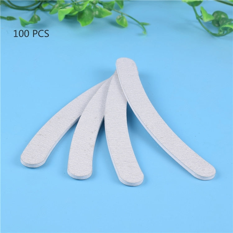100 PCS Curved Style White and Grey Sided Polishing Bar Nail File Buffers Polisher for Fingernails and Toenails