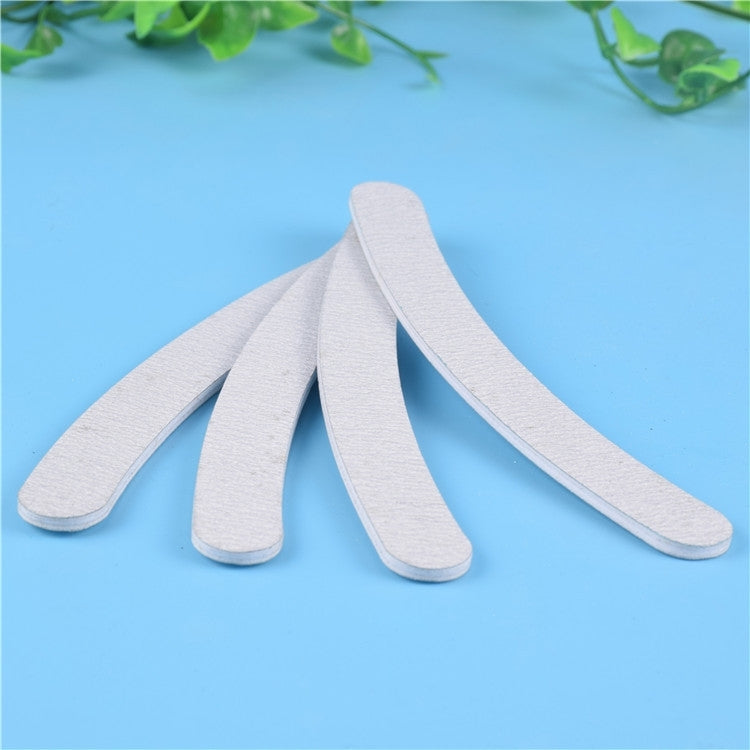 100 PCS Curved Style White and Grey Sided Polishing Bar Nail File Buffers Polisher for Fingernails and Toenails