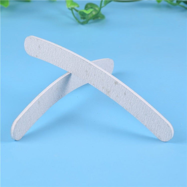 100 PCS Curved Style White and Grey Sided Polishing Bar Nail File Buffers Polisher for Fingernails and Toenails