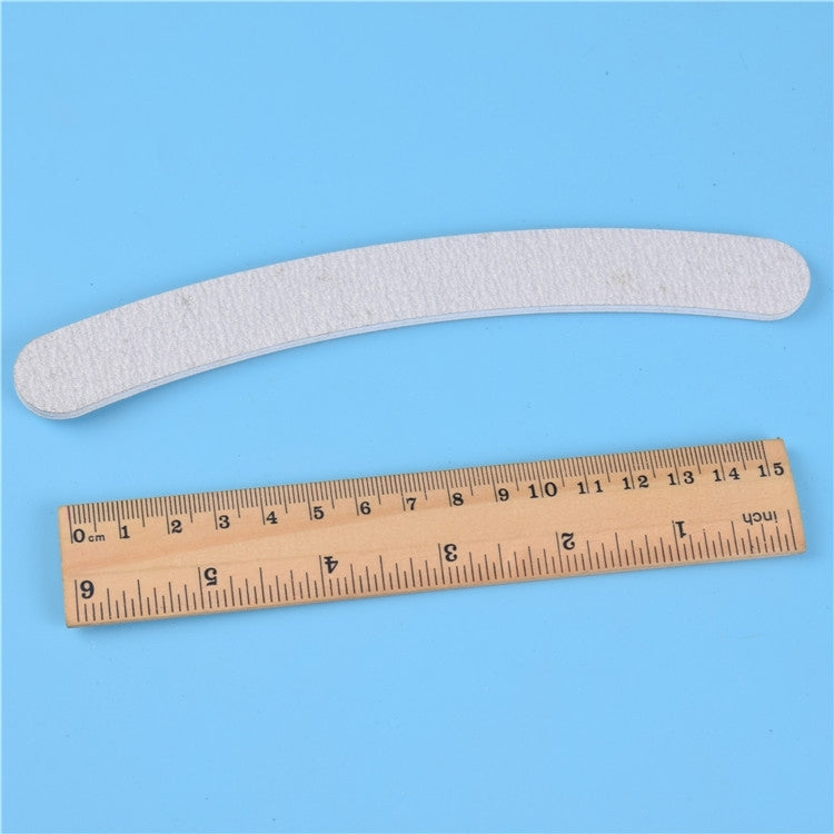 100 PCS Curved Style White and Grey Sided Polishing Bar Nail File Buffers Polisher for Fingernails and Toenails