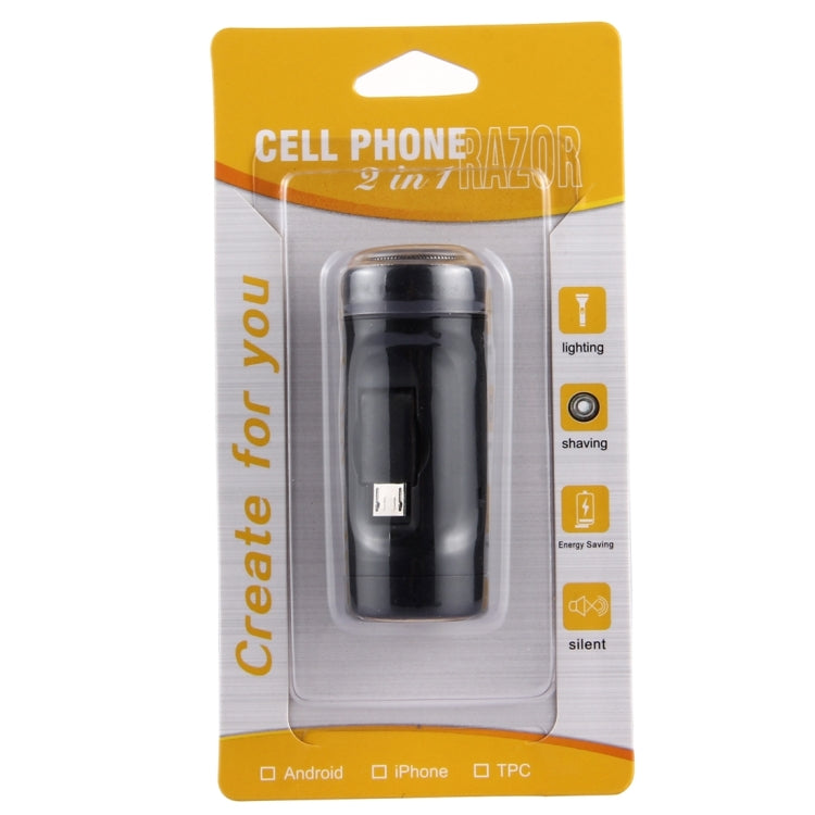 Cell Phone Razor 2 in 1 Mini Micro USB Portable Electric Trimmer Shaver for Android Phones with Flashlight Function