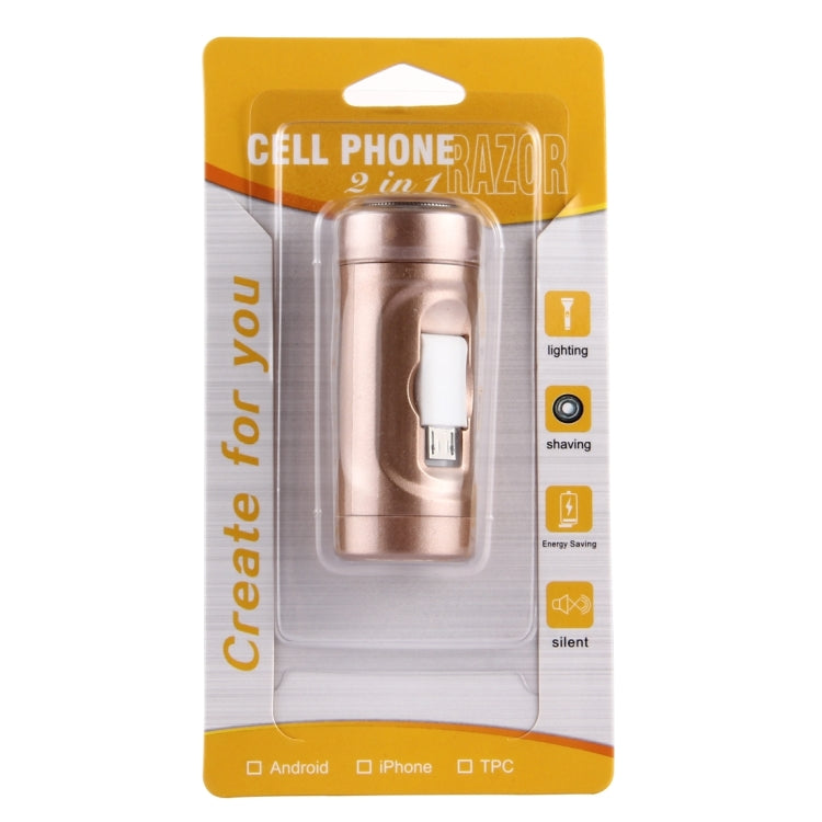 Cell Phone Razor 2 in 1 Mini Micro USB Portable Electric Trimmer Shaver for Android Phones with Flashlight Function
