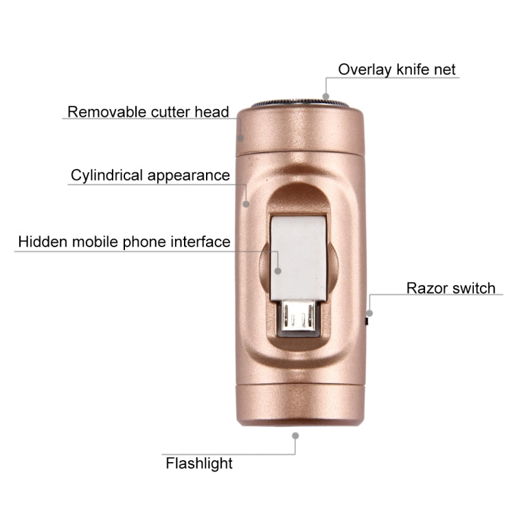 Cell Phone Razor 2 in 1 Mini Micro USB Portable Electric Trimmer Shaver for Android Phones with Flashlight Function