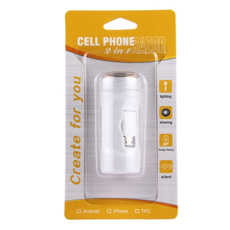 Cell Phone Razor 2 in 1 Mini Micro USB Portable Electric Trimmer Shaver for Android Phones with Flashlight Function