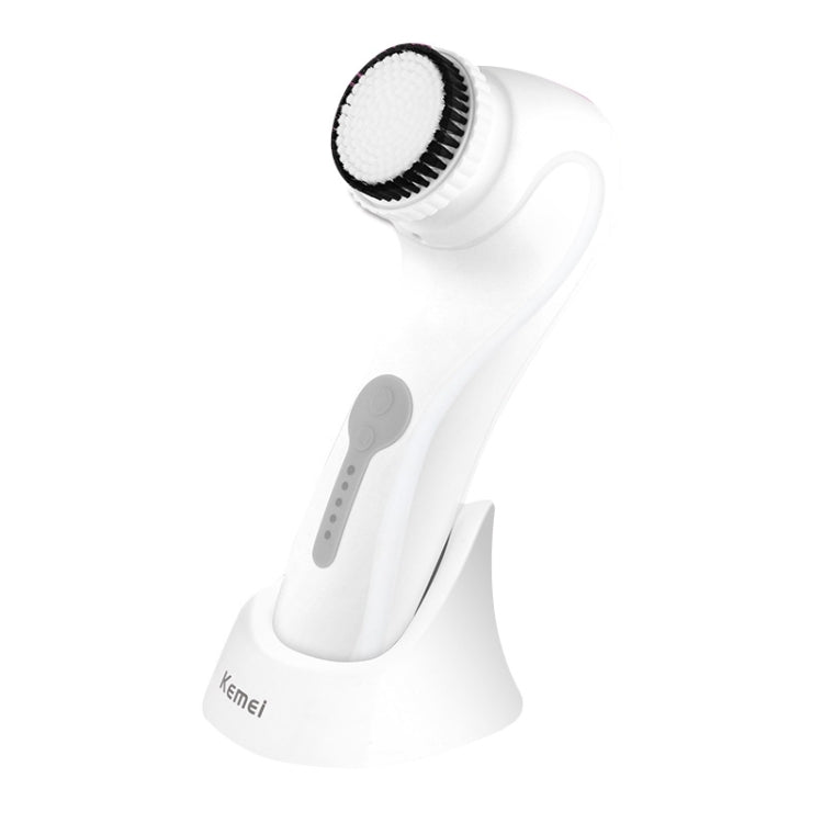 KM-6066 Rechargeable Life Waterproof Ultrasound Electric Facial Cleanser, EU Plug(White)