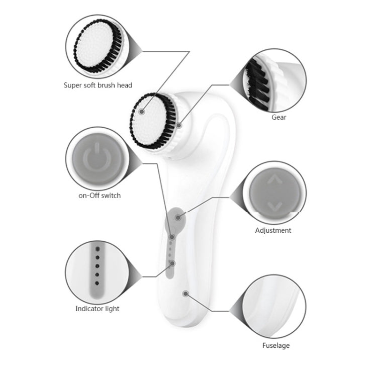 KM-6066 Rechargeable Life Waterproof Ultrasound Electric Facial Cleanser, EU Plug(White)