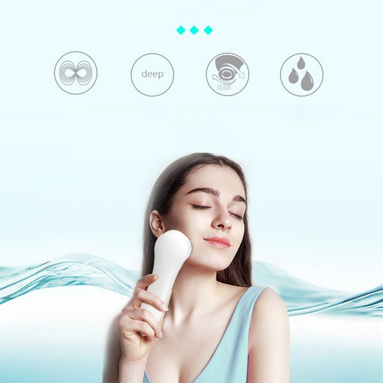 KM-6066 Rechargeable Life Waterproof Ultrasound Electric Facial Cleanser, EU Plug(White)
